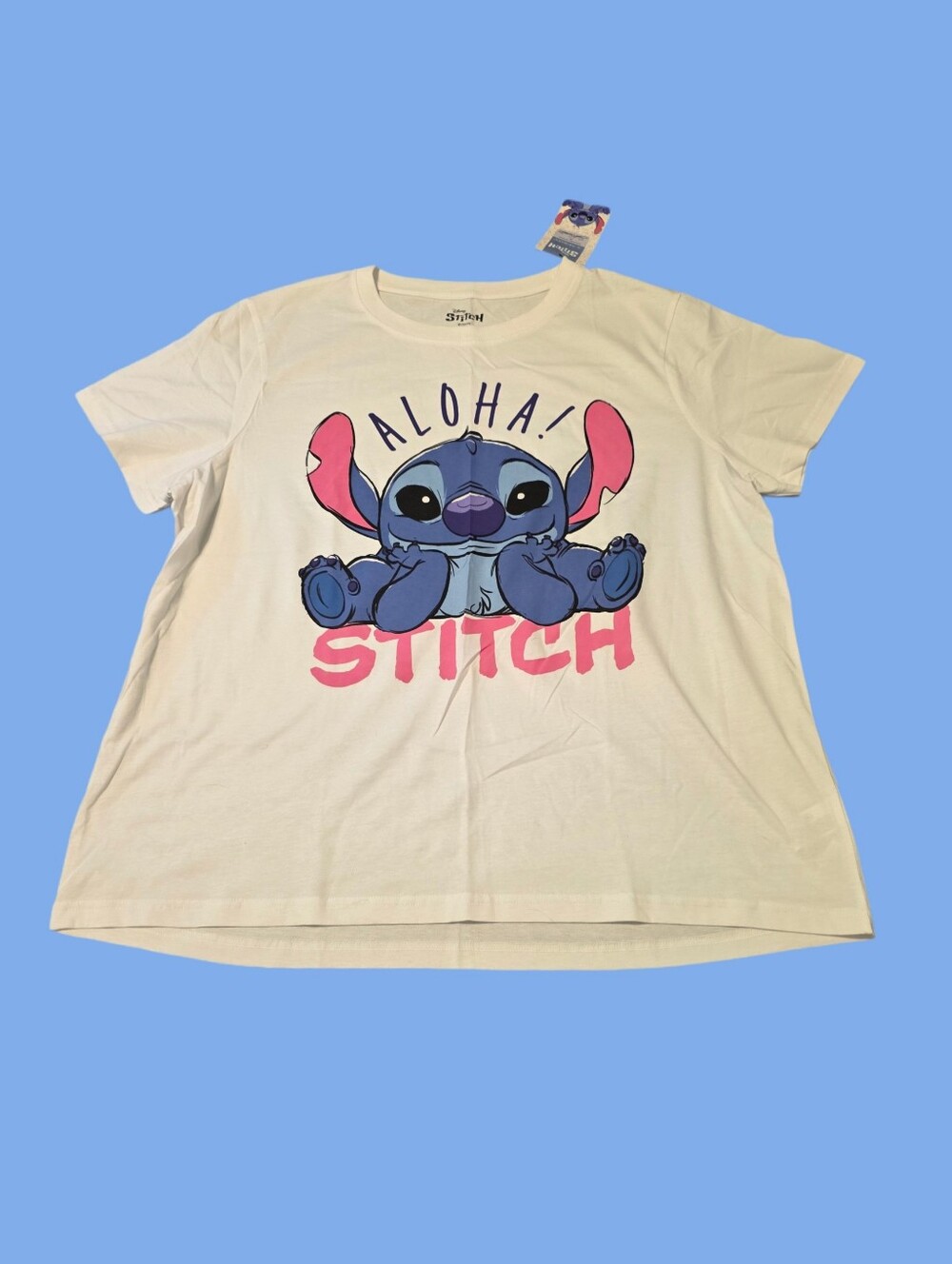 Disney Primark 'Aloha!' STITCH White T-Shirt - Size XL - NWT